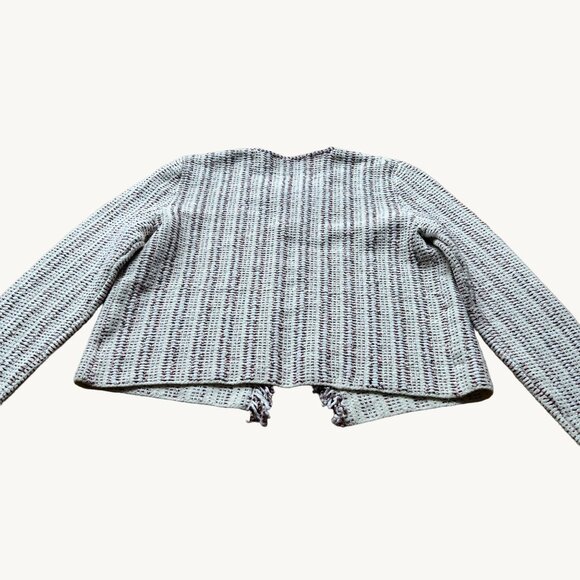 Theory Size L Beige Red Black Galinne Speckled Boucle Cropped Knit Jacket - Picture 2 of 12